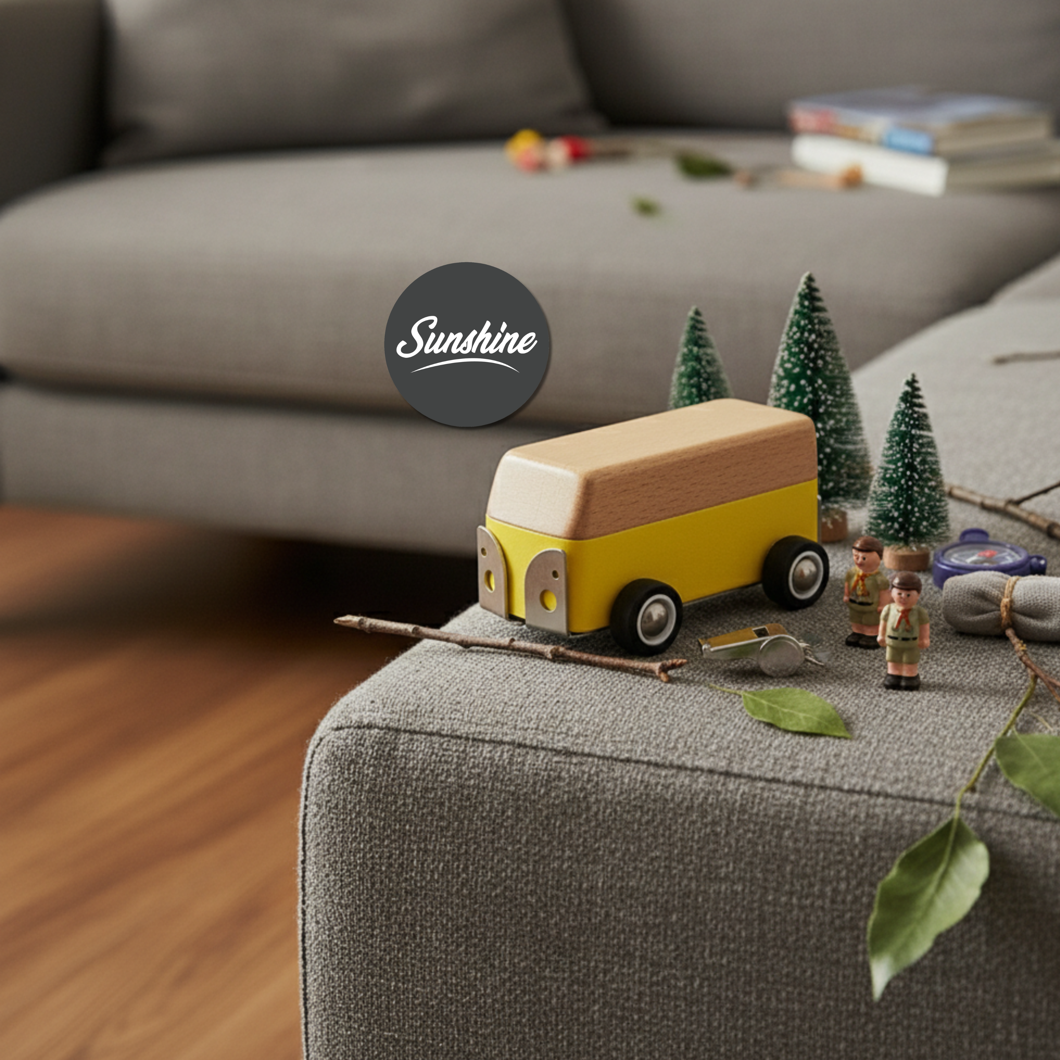 Sunshine | VW Bus Wooden Toy Car – Handcrafted Collectible